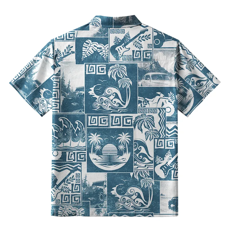 Tokyo-Tiger Tropical Island Collage Aloha Hawaiian Shirt