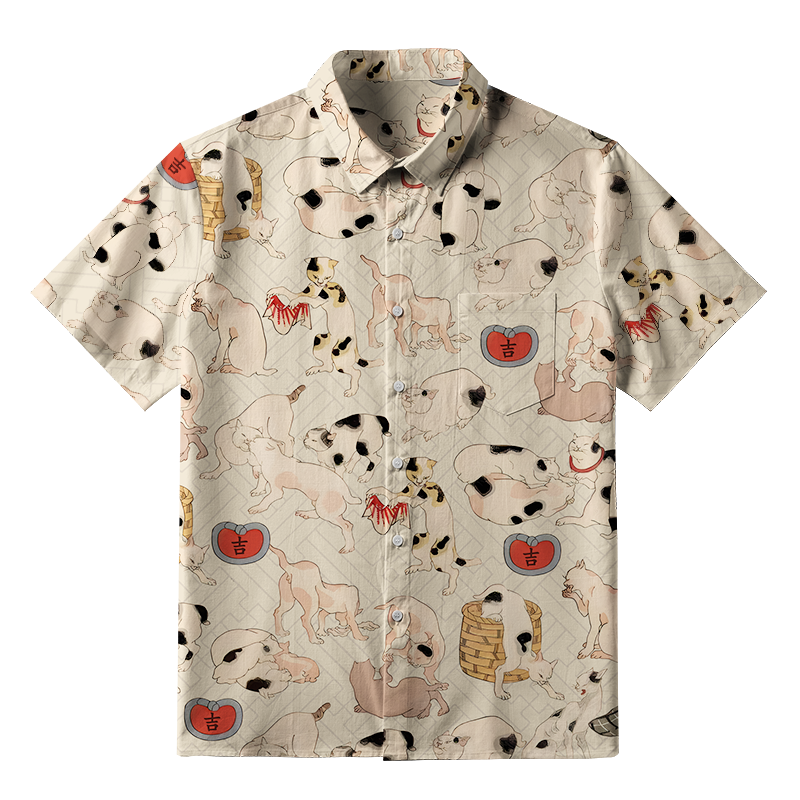 Tokyo-Tiger Cats Frolic Button-up Shirt