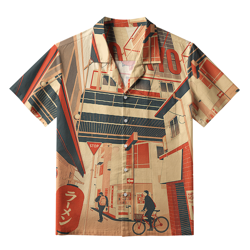 Tokyo-Tiger Tokyo Street Corner Aloha Hawaiian Shirt