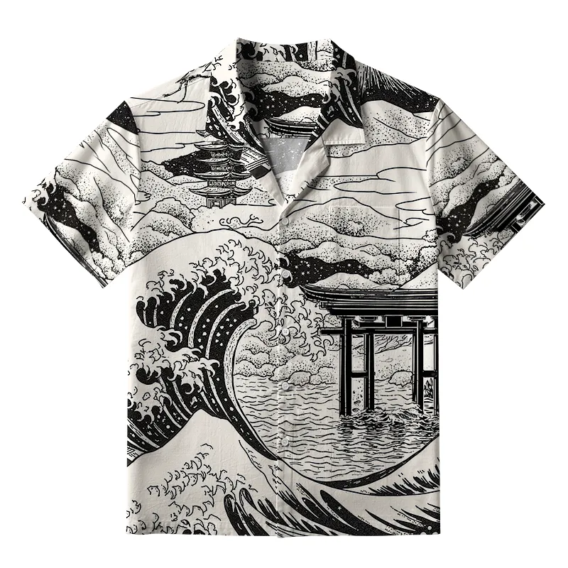 Tokyo-Tiger Retro Japanese landscape Aloha Hawaiian Shirt