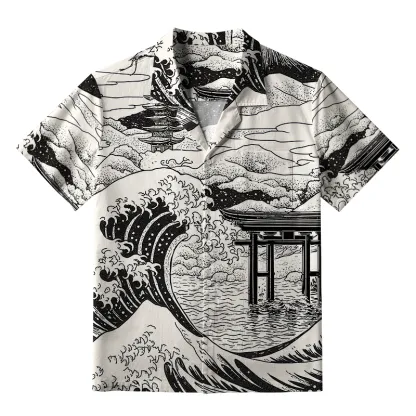 Tokyo-Tiger Retro Japanese landscape Aloha Hawaiian Shirt