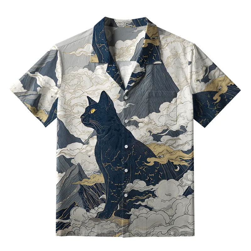 Tokyo-Tiger Cat Amidst Majestic Peaks Aloha Hawaiian Shirt