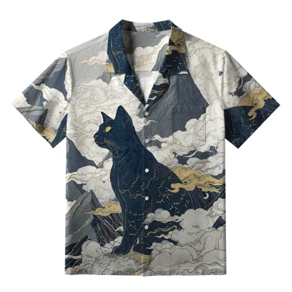 Tokyo-Tiger Cat Amidst Majestic Peaks Aloha Hawaiian Shirt