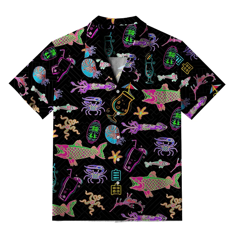 Tokyo-Tiger Neon Sea Animals Aloha Hawaiian Shirt