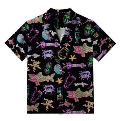 Tokyo-Tiger Neon Sea Animals Aloha Hawaiian Shirt