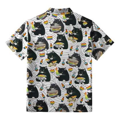 Tokyo-Tiger Pride Cat Eating Japanese Food Aloha Hawaiian Shirt