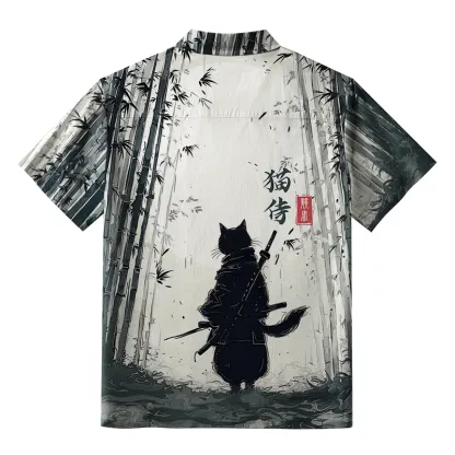 Tokyo-Tiger Samurai Cat In The Bamboo Forest Aloha Hawaiian Shirt