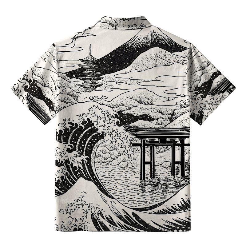 Tokyo-Tiger Retro Japanese landscape Button-up Shirt