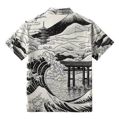 Tokyo-Tiger Retro Japanese landscape Button-up Shirt