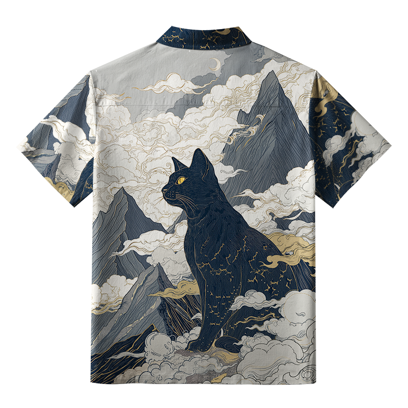 Tokyo-Tiger Cat Amidst Majestic Peaks Aloha Hawaiian Shirt