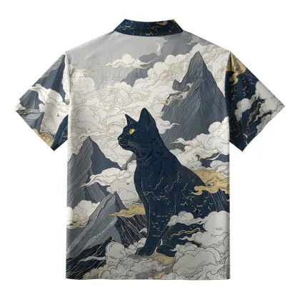 Tokyo-Tiger Cat Amidst Majestic Peaks Aloha Hawaiian Shirt