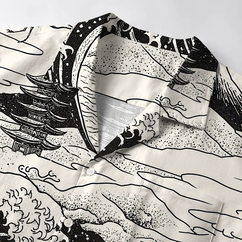 Tokyo-Tiger Retro Japanese landscape Aloha Hawaiian Shirt