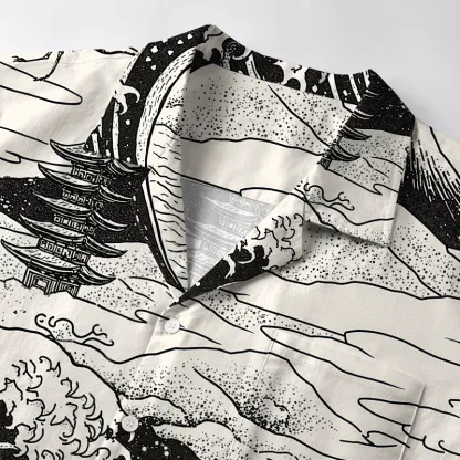 Tokyo-Tiger Retro Japanese landscape Aloha Hawaiian Shirt