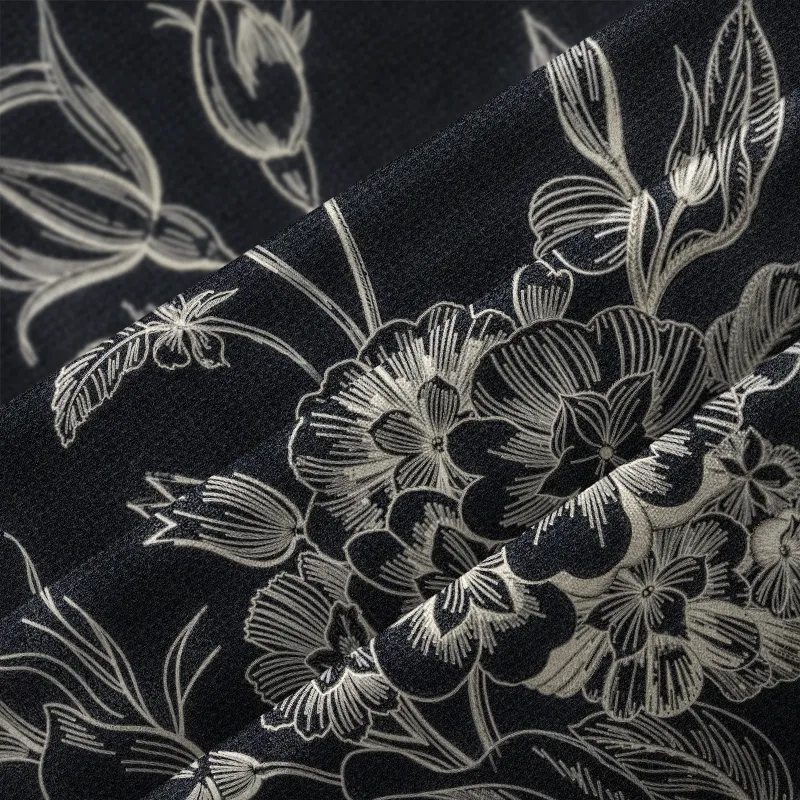 Tokyo-Tiger Monochrome Floral Elegance Aloha Hawaiian Shirt