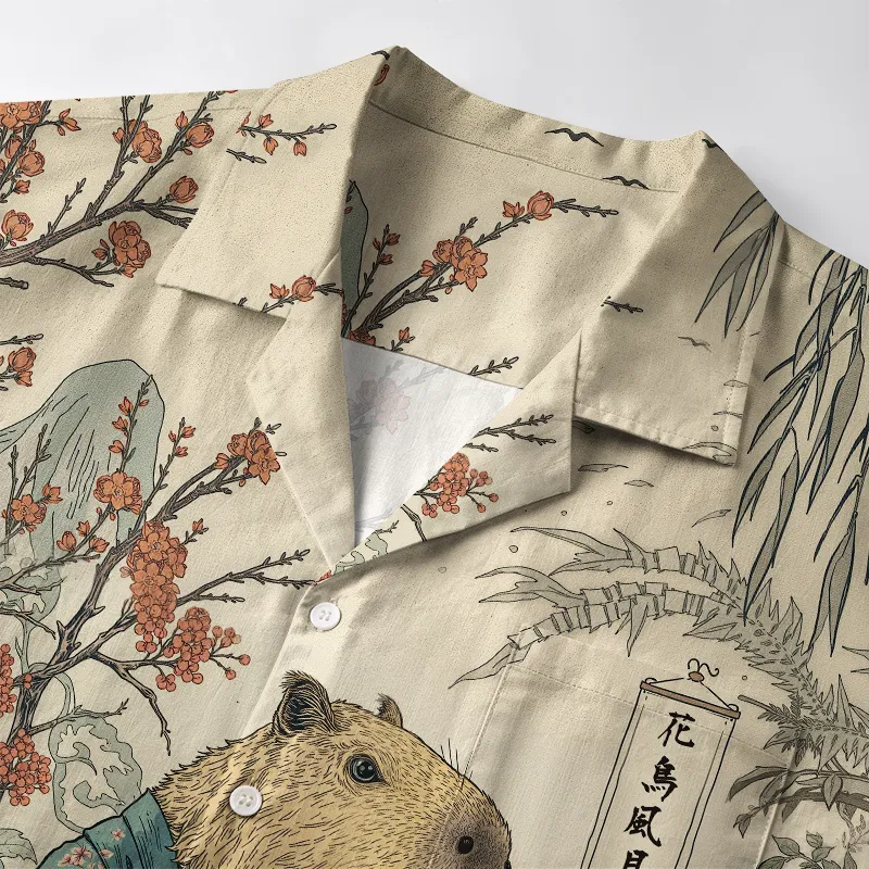 Tokyo-Tiger Capybara Enjoying Sushi Feast Aloha Hawaiian Shirt