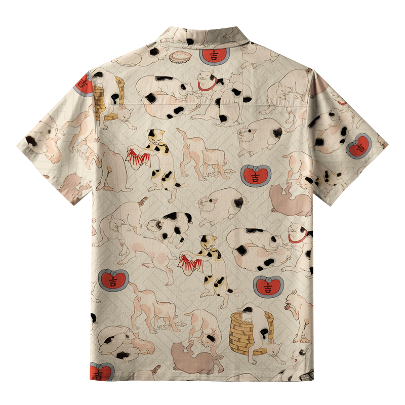 Tokyo-Tiger Cats Frolic Aloha Hawaiian Shirt