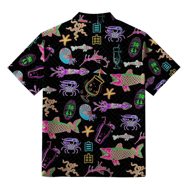 Tokyo-Tiger Neon Sea Animals Button-up Shirt