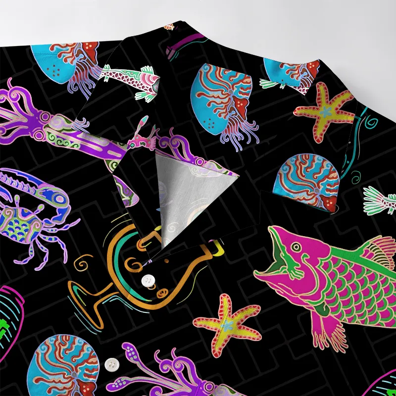 Tokyo-Tiger Neon Sea Animals Aloha Hawaiian Shirt