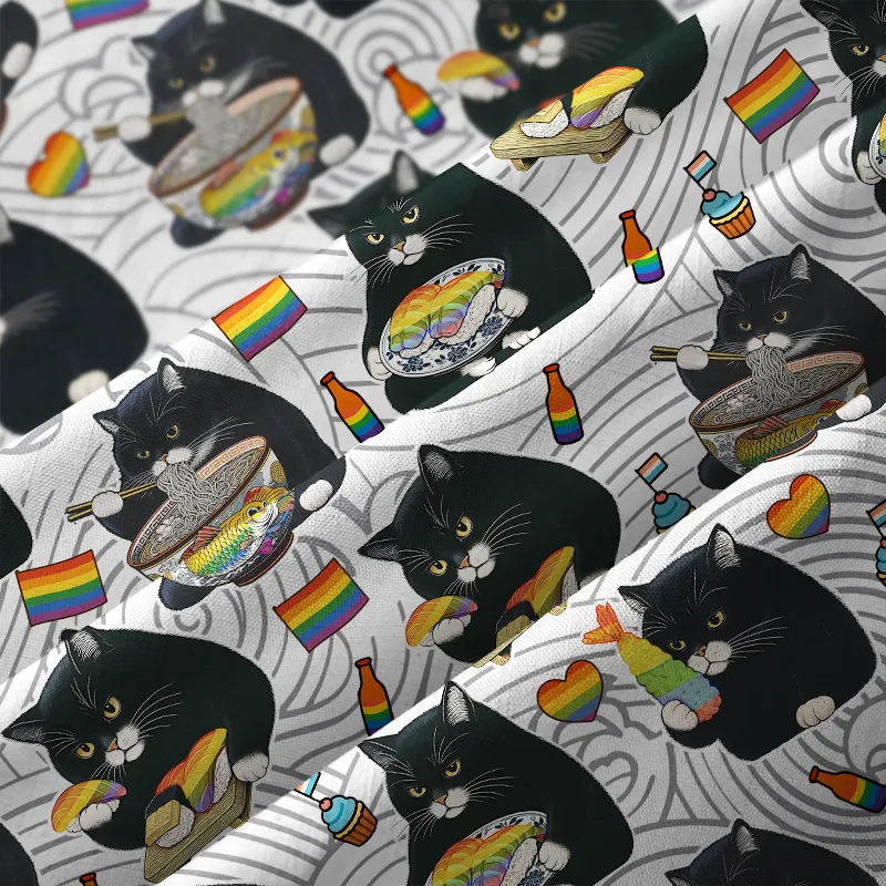 Tokyo-Tiger Pride Cat Eating Japanese Food Aloha Hawaiian Shirt