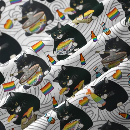 Tokyo-Tiger Pride Cat Eating Japanese Food Aloha Hawaiian Shirt