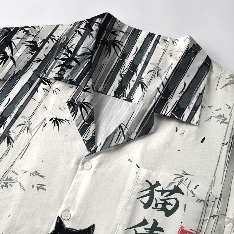 Tokyo-Tiger Samurai Cat In The Bamboo Forest Aloha Hawaiian Shirt