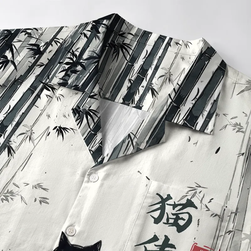 Tokyo-Tiger Samurai Cat In The Bamboo Forest Aloha Hawaiian Shirt