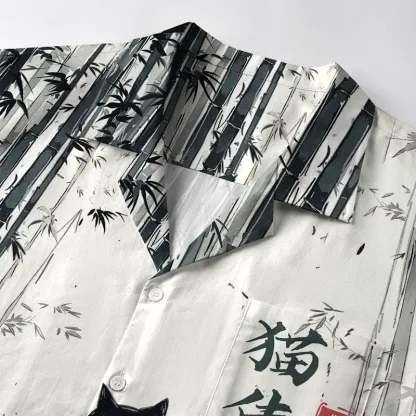 Tokyo-Tiger Samurai Cat In The Bamboo Forest Aloha Hawaiian Shirt