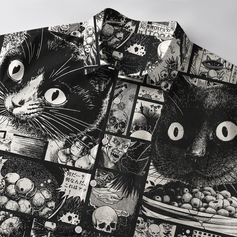 Tokyo-Tiger Cat Collecting Eyeballs Button-up Shirt