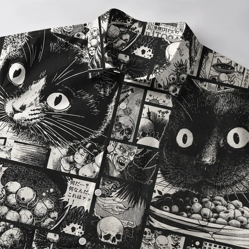 Tokyo-Tiger Cat Collecting Eyeballs Button-up Shirt