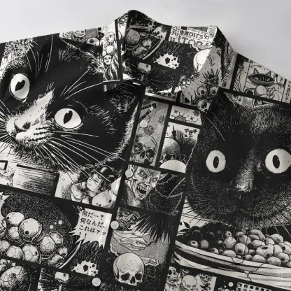 Tokyo-Tiger Cat Collecting Eyeballs Button-up Shirt
