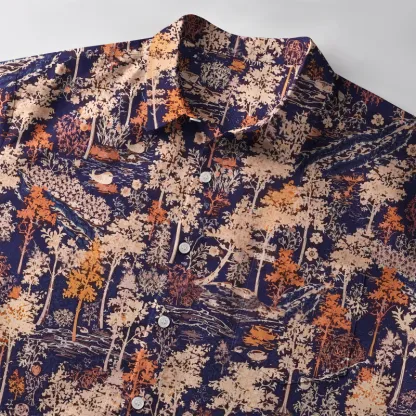 Tokyo-Tiger Autumn Forest Button-up Shirt