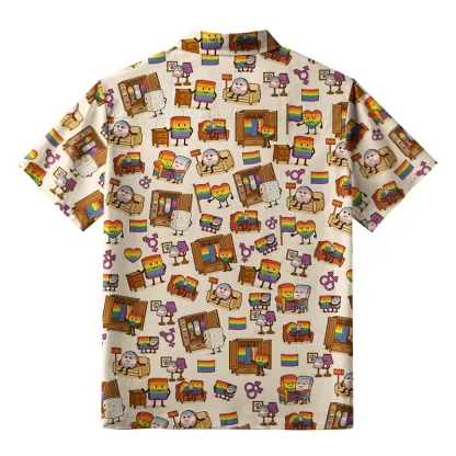 Tokyo-Tiger Pride Rainbow Sushi Button-up Shirt