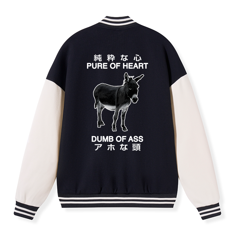 Tokyo-Tiger Pure Of Heart Dumb Of Ass Embroidery Varsity Jacket