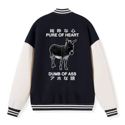 Tokyo-Tiger Pure Of Heart Dumb Of Ass Embroidery Varsity Jacket