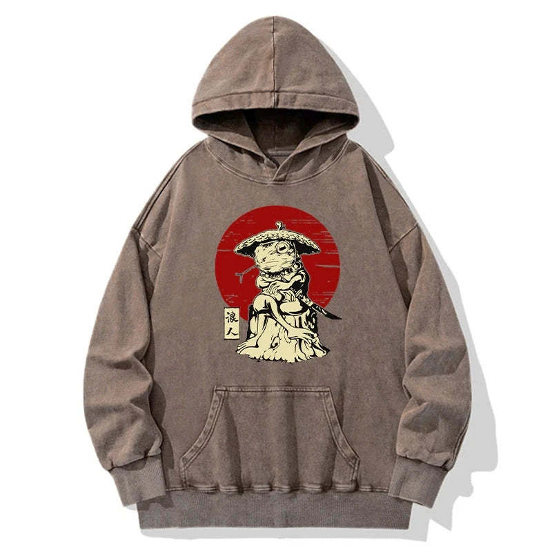 Tokyo-Tiger Rounin Japanese Frog Samurai Washed Hoodie