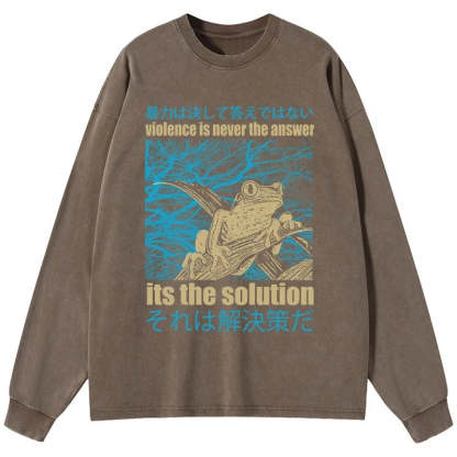 Tokyo-Tiger Violence Is Never The Answer Its The Solution Washed Long Sleeve T-Shirt
