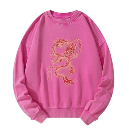 Tokyo-Tiger Dragon With Ball Totem Washed Sweatshirt