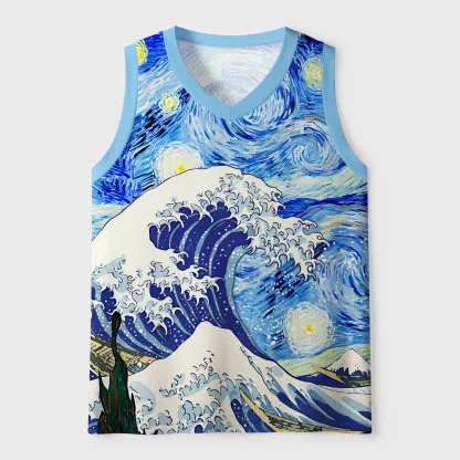 Tokyo-Tiger Waves Under The Starry Nigh Mesh Tank Top