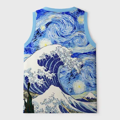 Tokyo-Tiger Waves Under The Starry Nigh Mesh Tank Top