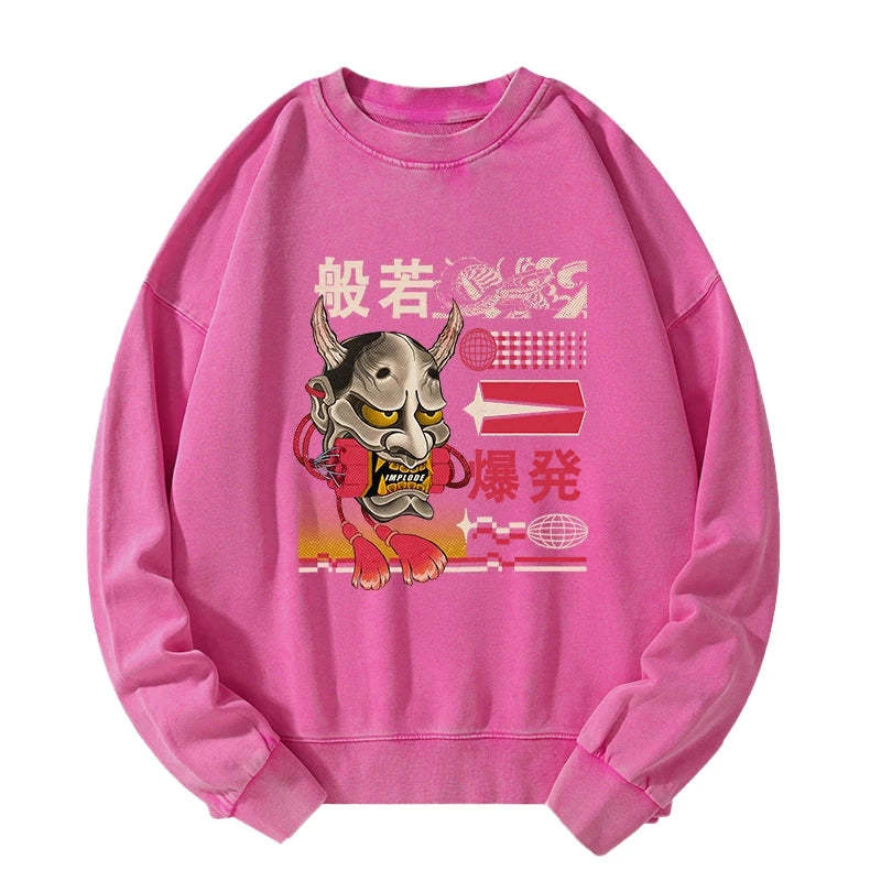 Tokyo-Tiger Hannya Mask Japanese Washed Sweatshirt Sale