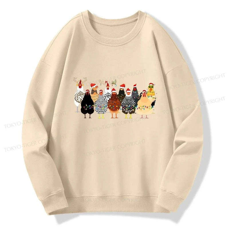 Tokyo-Tiger A Flock Of Christmas Chickens Sweatshirt-tokyo-tiger