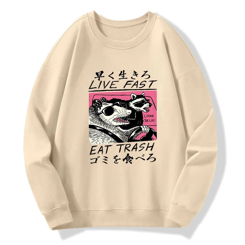 Tokyo-Tiger Live Fast Eat Trash Sweatshirt