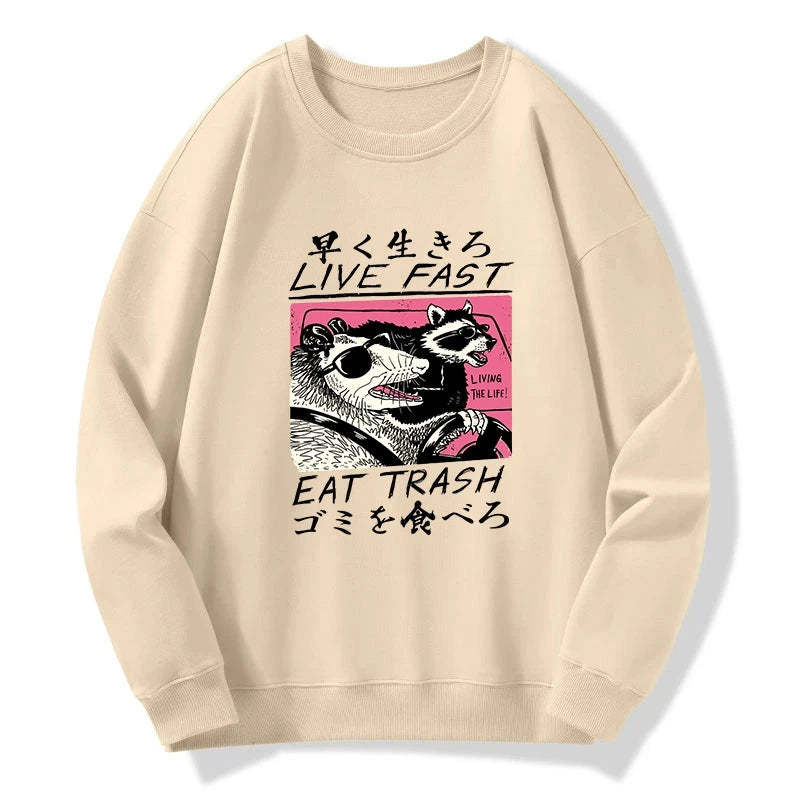 Tokyo-Tiger Live Fast Eat Trash Sweatshirt