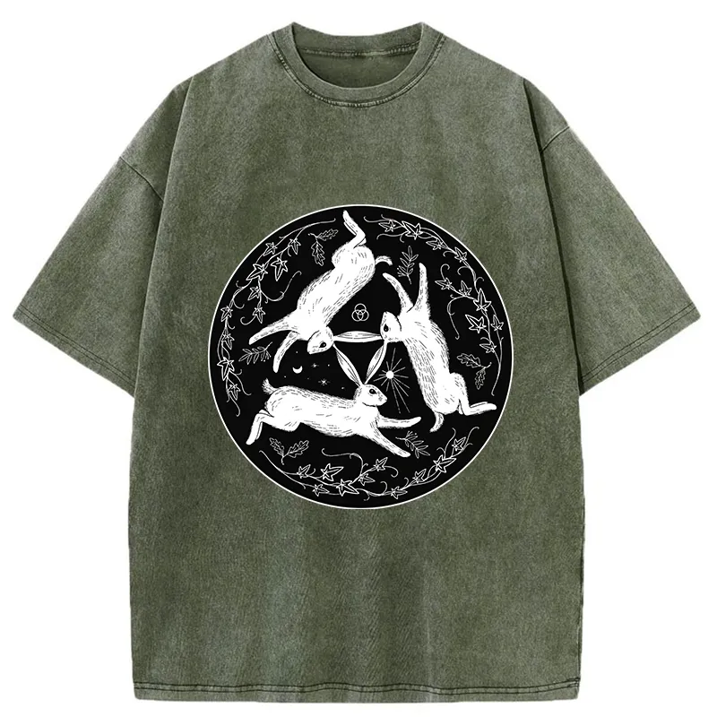 Tokyo-Tiger Three Hares Triple Rabbits Washed T-Shirt