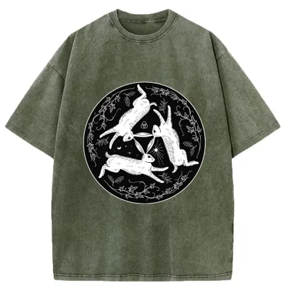 Tokyo-Tiger Three Hares Triple Rabbits Washed T-Shirt