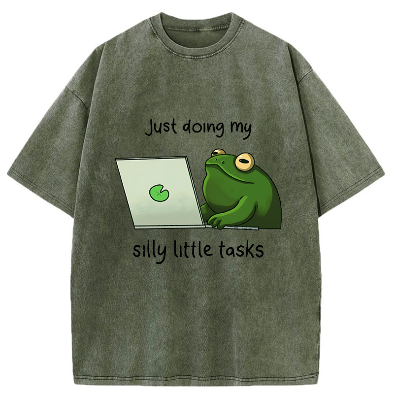Tokyo-Tiger Silly Frog Is Working Washed T-Shirt