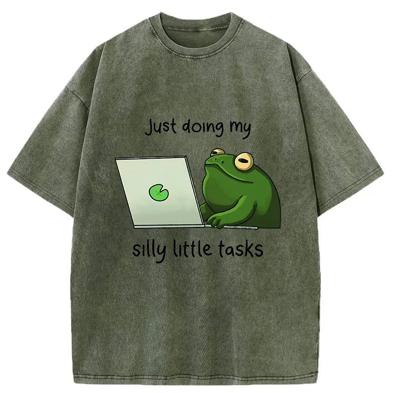 Tokyo-Tiger Silly Frog Is Working Washed T-Shirt