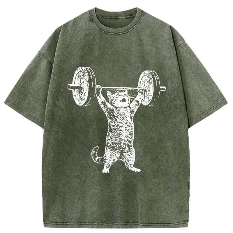 Tokyo-Tiger Kitten Workout Gym Funny Washed T-Shirt