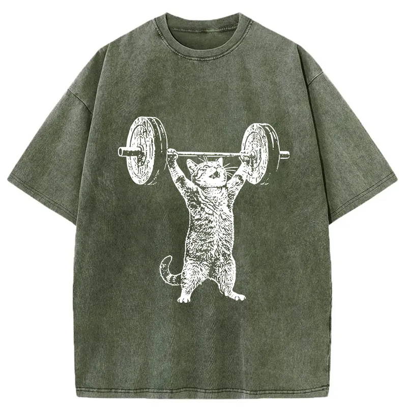 Tokyo-Tiger Kitten Workout Gym Funny Washed T-Shirt