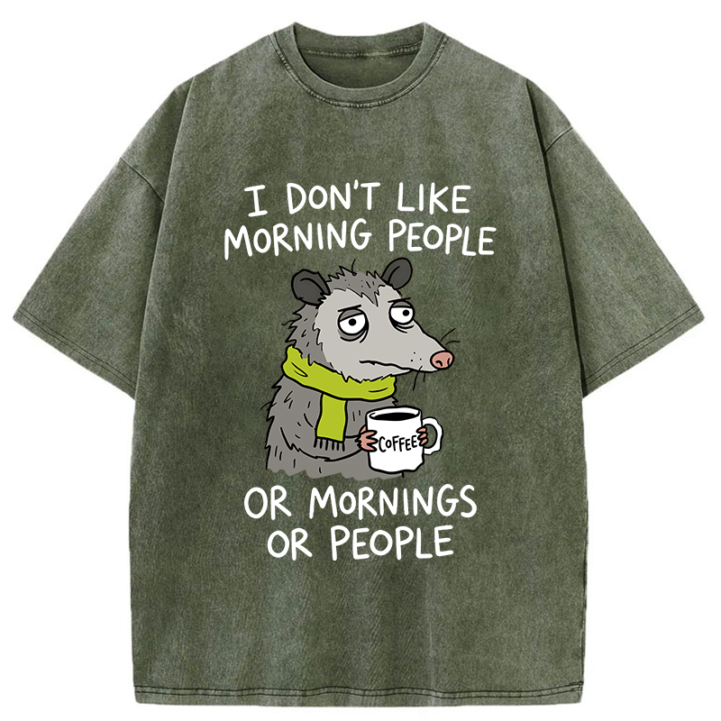 Tokyo-Tiger Opossums Hate Mornings Washed T-Shirt